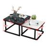 YHKJLYH Modern 2-Piece Nesting Coffee Table Set for Living Room, Marble-Effect Tempered Glass view 2
