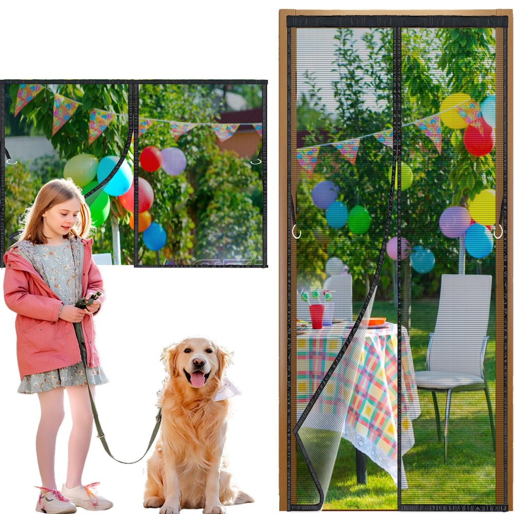 Magnetic Fly Screen Door, 205 x 145 cm, Black