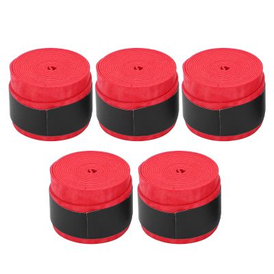 OVAQUIXI 5PCS Tennis and Badminton Racket Overgrips, Non-Slip Breathable Matte Grip Tape for Badminton and Table Tennis Rackets (Red)
