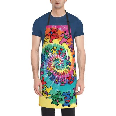 Bkdogkt Kitchen Apron with Dancing Bear Design, 71 x 83 cm, Pockets, Versatile Cooking Apron, Black, One Size
