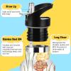 Water Bottle with Straw Lid, Double-Walled, for Travel, Camping, and Cycling view 3
