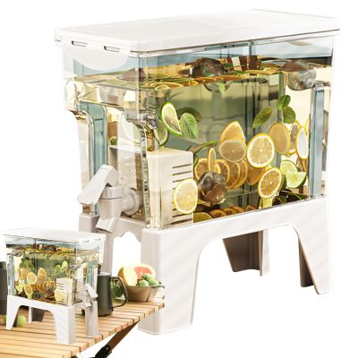 Beverage Dispenser Jar with Colorful UV-Resistant Faux Plants, 10.43 x 10.04 x 4.72 in