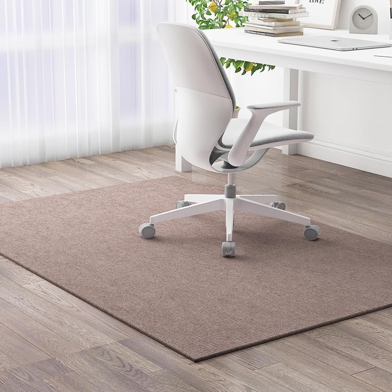Office Chair Mat for Carpeted Floors, Beige/Brown, 120 x 120 cm