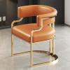 GLMGBP Dining Table Set with Gold Metal Legs and Upholstered PU Leather Chairs view 1