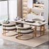 GLMGBP Dining Table Set with Gold Metal Legs and Upholstered PU Leather Chairs view 3