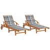 LAPOOH 2-Piece Sun Lounger Set with Cushions, Solid Acacia Wood view 1