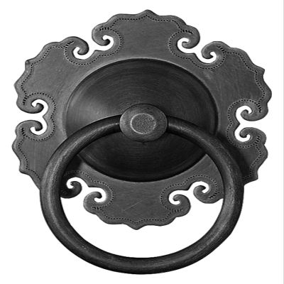 Antique Black Copper Door Knocker, Vintage Chinese Style, 8 cm Diameter