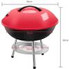 Portable Round Charcoal BBQ Grill with Cover, Rosso view 2