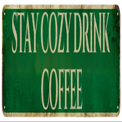 asbwuo Vintage Metal Sign “Stay Cozy, Drink Coffee” – Retro Wall Decor for Home, Cafés & Garden