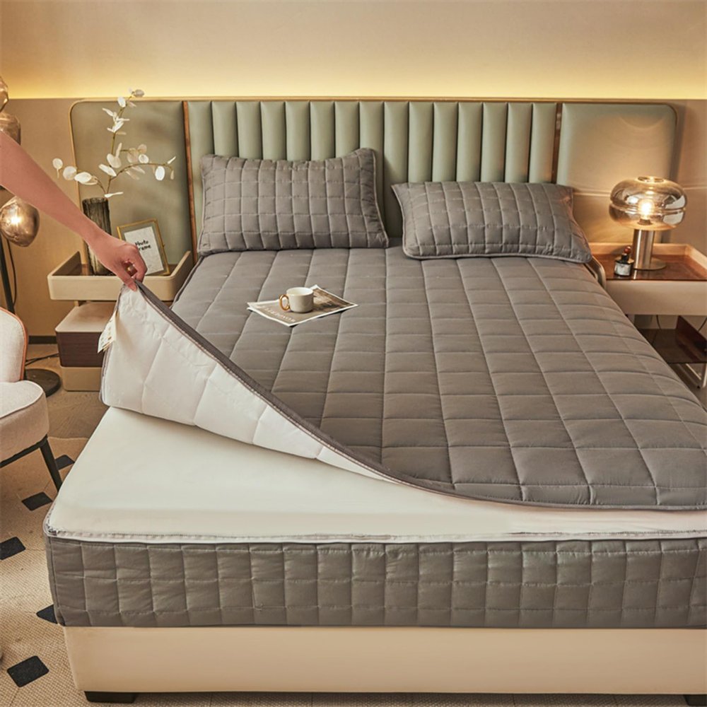Zippered Mattress Protector 130/140 x 190 cm, Adjustable Mattress Encasing, Breathable, Soft, Quilted on Five Sides, Washable Fitted Cover (135 x 190 + 10 cm, C)