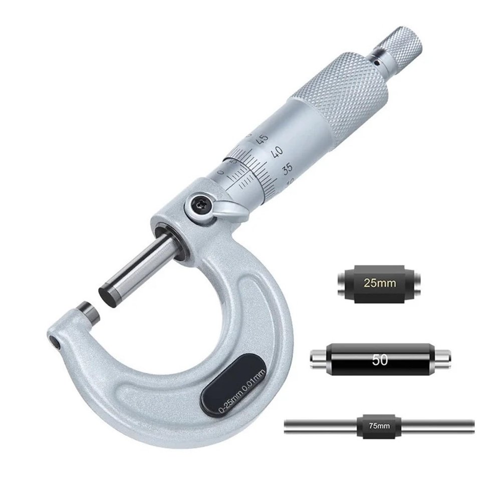 Micrometer, Mechanical Spiral Micrometer, 0.01 mm Outside Micrometer, Screw Micrometer, High-Precision Measuring Tool with Graduated Markings (75–100 mm)