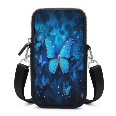 Anceky Small Crossbody Phone Bag with Butterfly Print, Blue