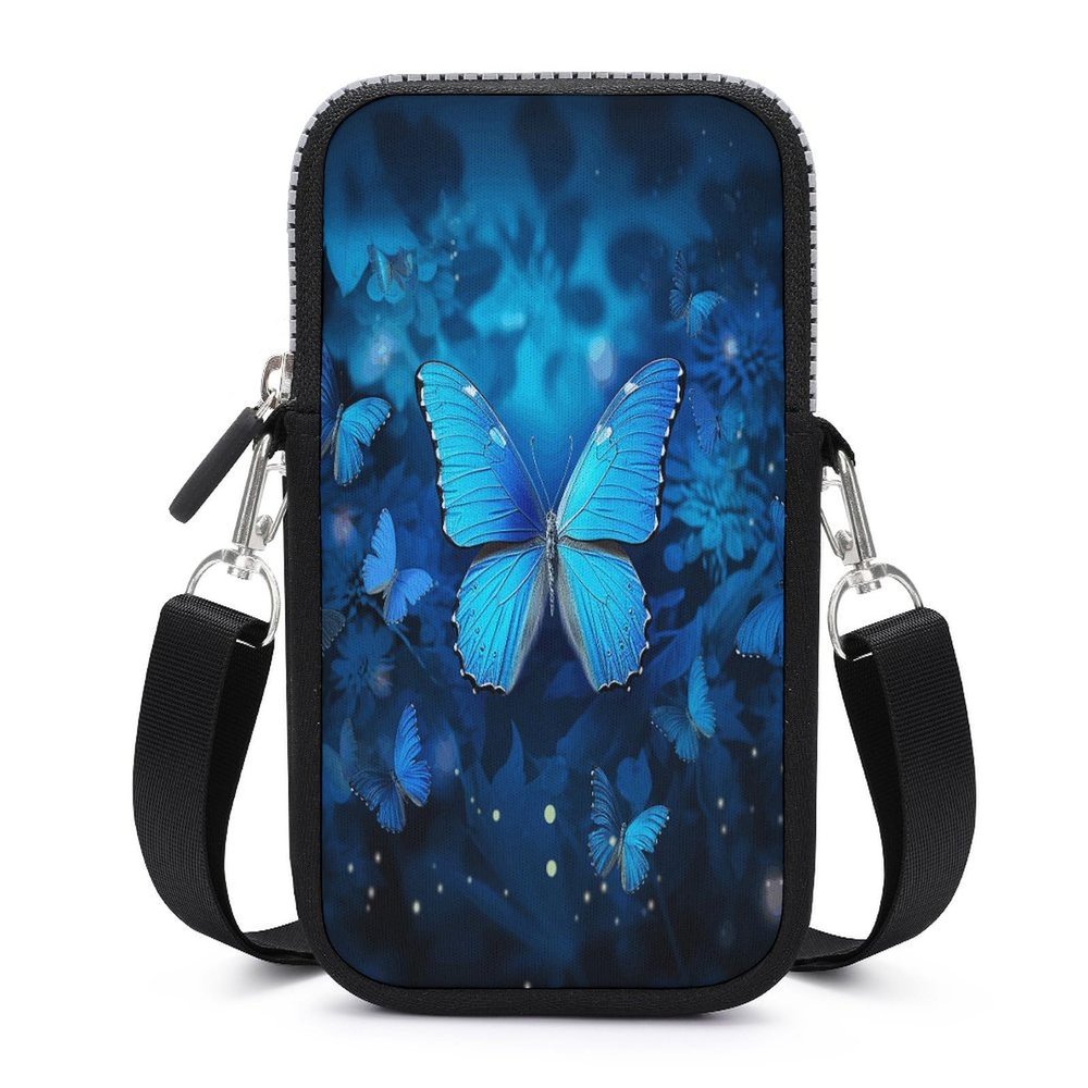 Anceky Small Crossbody Phone Bag with Butterfly Print, Blue