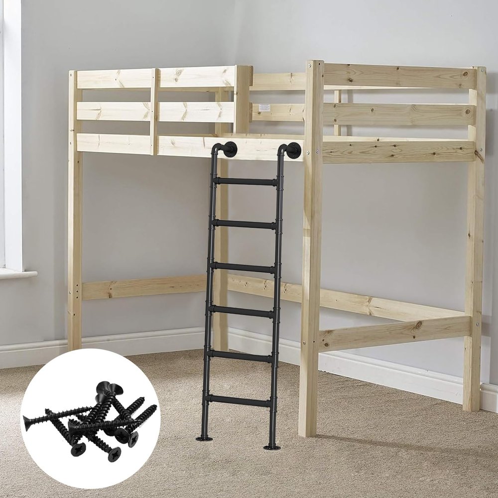 Wall-Mounted Metal Step Ladder for Attics and Bunk Beds, 100–300 cm, 150 kg Capacity, with Egress Kit