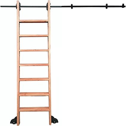 Heavy-Duty Rolling Ladder Hardware Kit with Sliding Rails (Ladder Not Included)