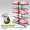 Heavy-Duty Iron Half Balance Ball Holder, 3/4/5 Tiers, Storage Cart for Yoga Mats and Blocks, Freestanding Rack, White view 4