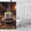 ZXMDZTSS Coffee Cup and Coffee Bean Print Shower Curtain, Waterproof Fabric, 183 x 183 cm, 12 Hooks view 3