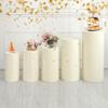 Premium Elastic Polyester Cylinder Stand Covers, Set of 5, for Various Celebrations (Beige) view 2