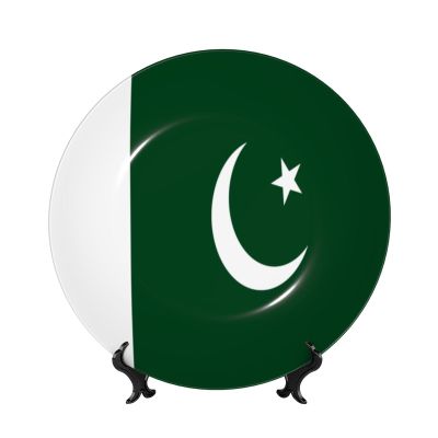 Pakistan Flag Decorative Bone China Plate with Stand and Hook