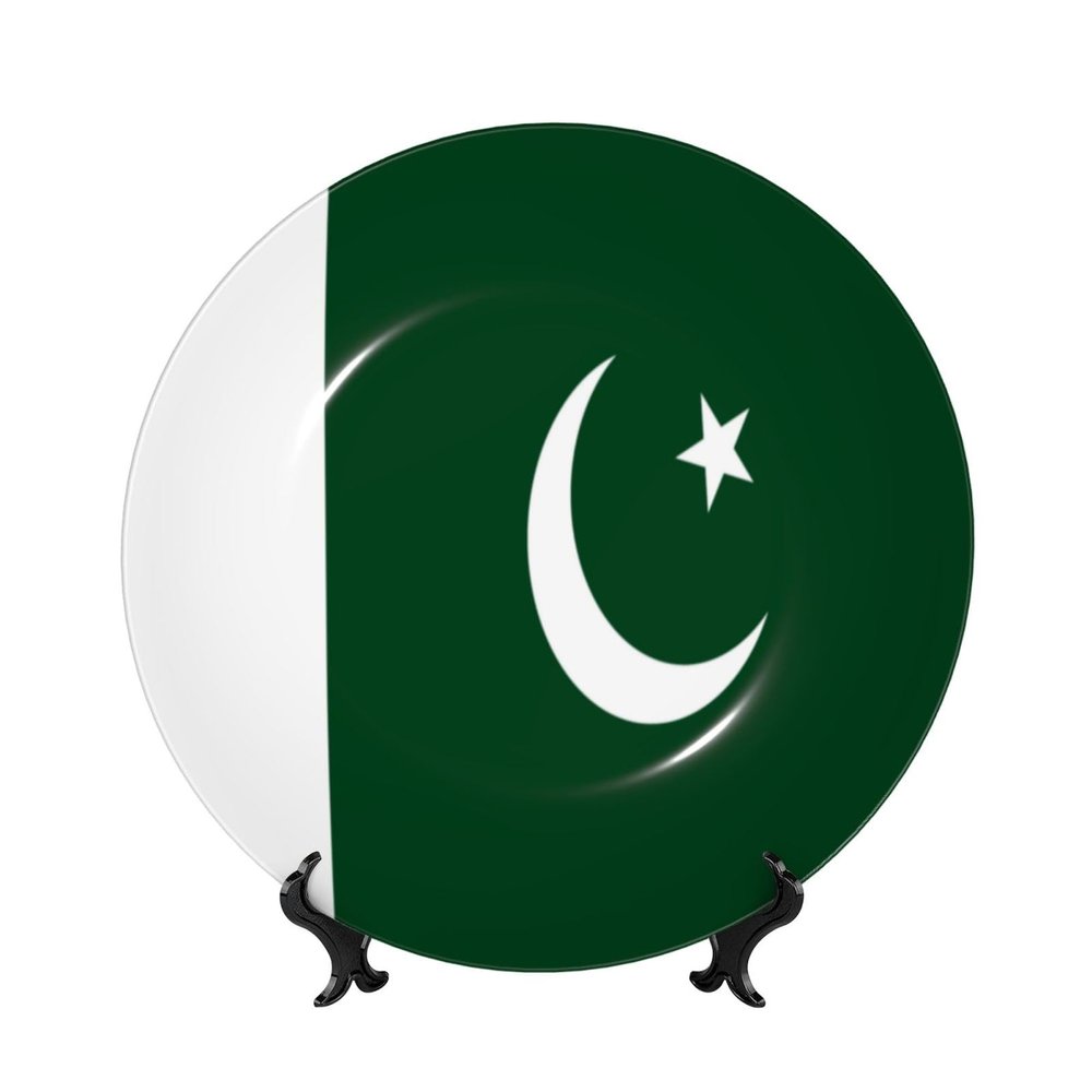 Pakistan Flag Decorative Bone China Plate with Stand and Hook
