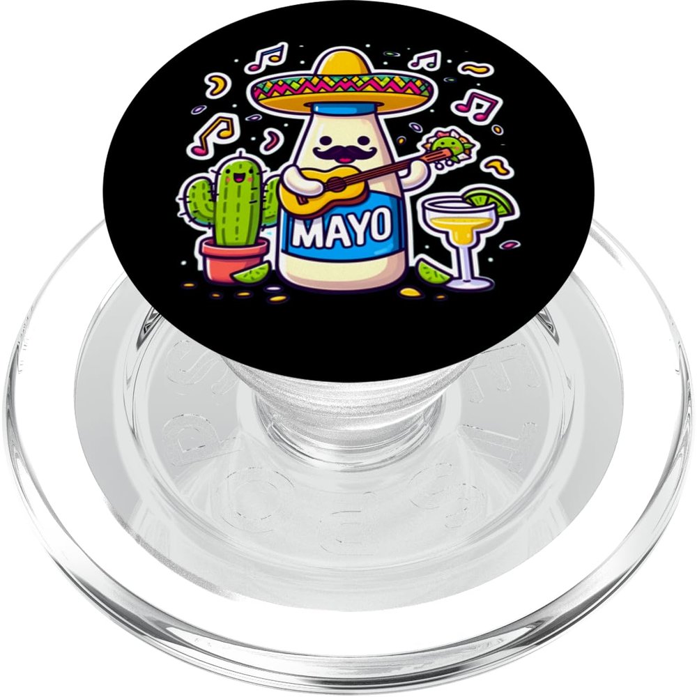 Funny Mexican Fiesta Sombrero with Mayonnaise PopSockets PopGrip for MagSafe
