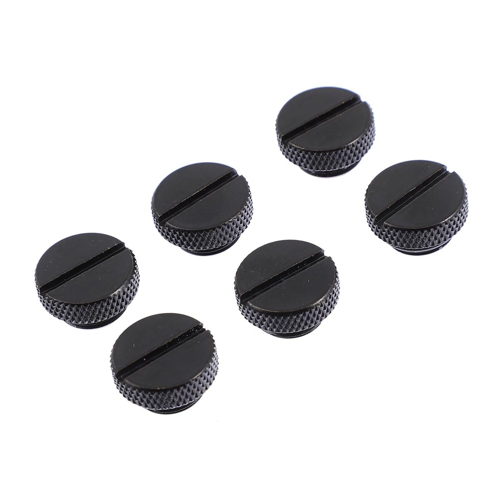 G1/4 Brass Water-Cooling Stop Plugs, Hand-Tightening, 6-Pack, Black