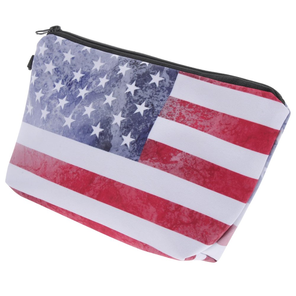 HOMSFOU American Flag Pattern Pencil Case and Cosmetic Bag