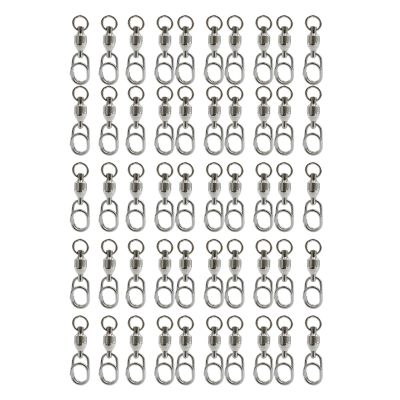 Mtucegi Fishing Line Hook Connectors, Ball-Bearing Locking Swivels, 50 Count