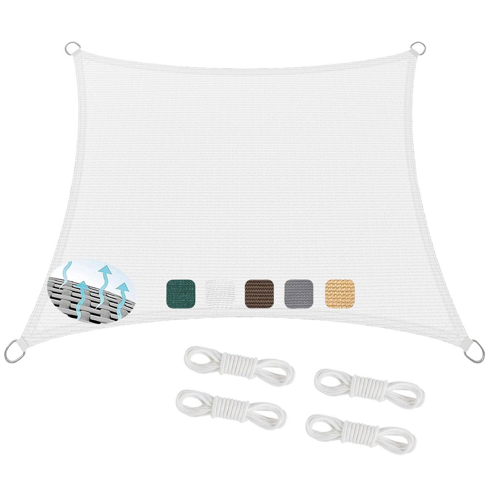 Rectangular Shade Sail 320 x 440 cm, 95% UV Protection, HDPE, White