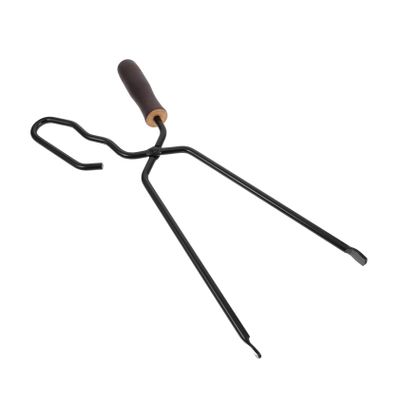 Outdoor Fire Tongs, Duckbill, Carbon Steel and Wood