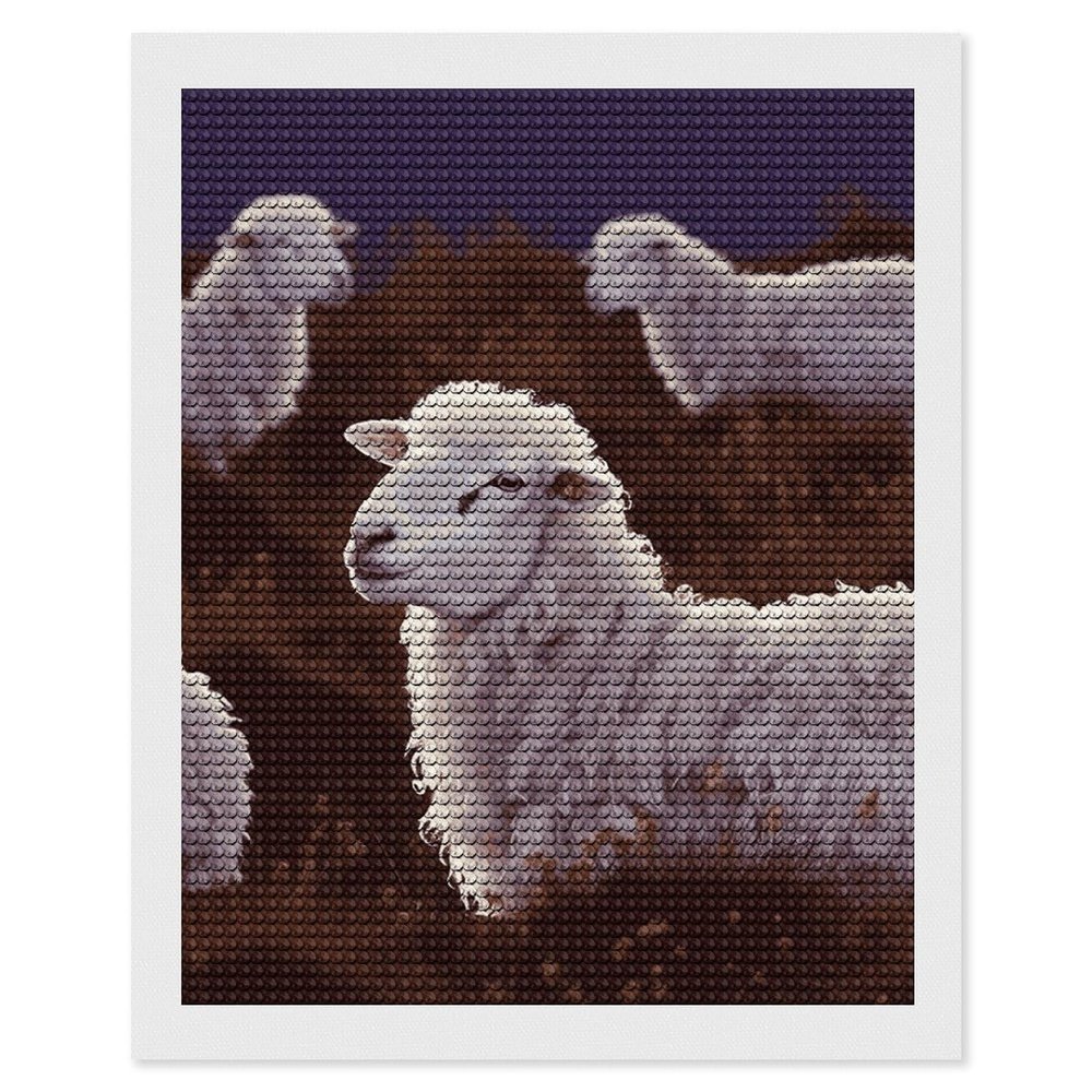 BVNMT Sheep Diamond Painting Kit, DIY Round Full Drill