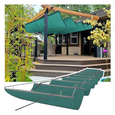 QWEASDF Retractable Wave Shade Sail, Light-Filtering Adjustable Awning, UV Protection, Custom Size and Color (W2.2 × L7 m / W7.22 × L22.96 ft)