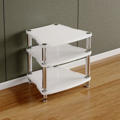 HiFi Audio Rack with Vibration Isolation, White, 65 × 55 × 61.5 cm