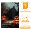 Garden Flag, 28 x 40 in, Double-Sided Welcome Flag for Weddings, Home, Outdoor, Garden Decor, Spooky Halloween Pumpkin Castle view 2