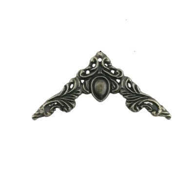 Book Corners, 10-Piece Vintage Filigree Triangle Flower Alloy Embellishments with Cabochon Covers and Flat-Back Hearts, Bronze Corner Protectors for Scrapbooking, 40 mm