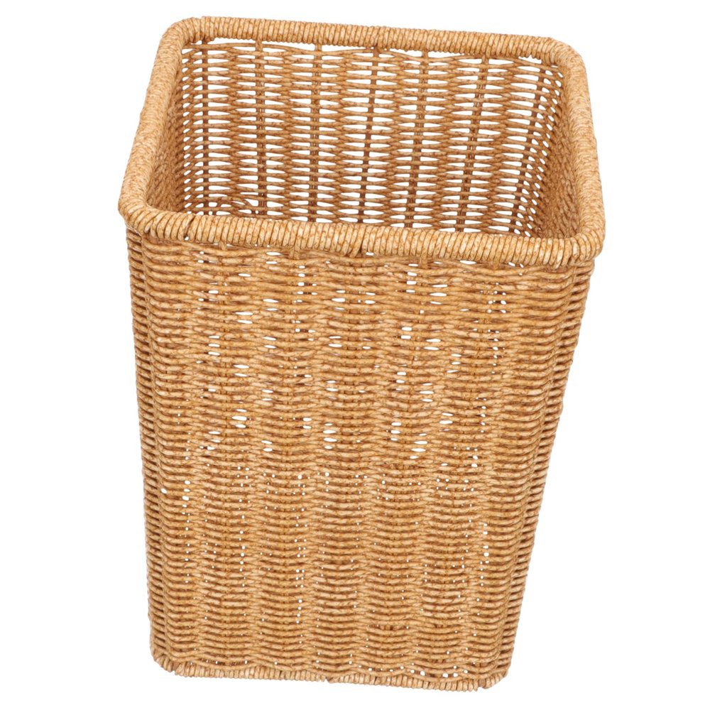 Vaguelly Woven PP Wastebasket, Country Style, Khaki