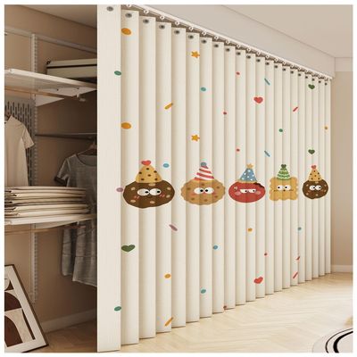 APMOE Sliding Cabinet Curtain, Dust-Resistant Self-Adhesive Curtain for Kitchen Cabinets and Open Shelves, Adjustable, W180 x H200 cm