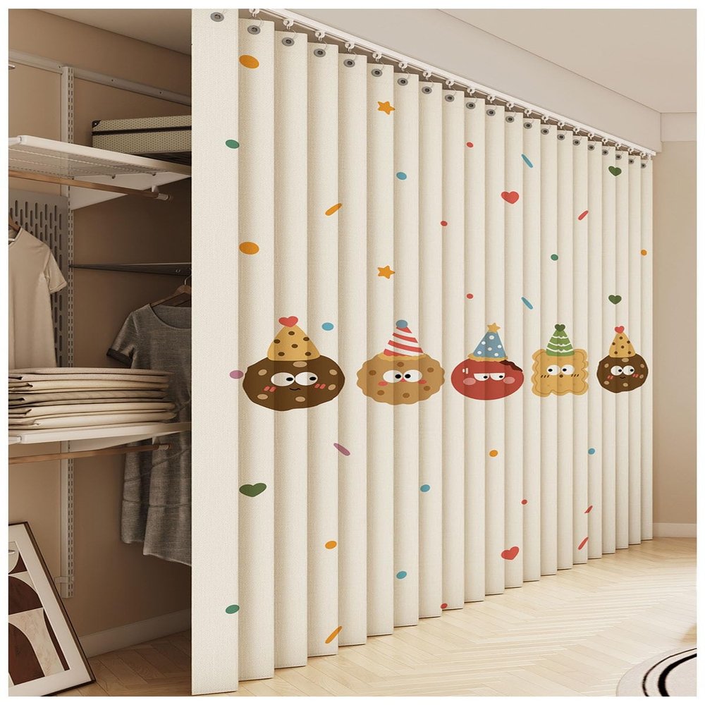 APMOE Sliding Cabinet Curtain, Dust-Resistant Self-Adhesive Curtain for Kitchen Cabinets and Open Shelves, Adjustable, W180 x H200 cm