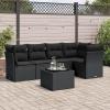 IKAYAA 6-Piece Black Rattan Garden Lounge Set Type-38 view 1