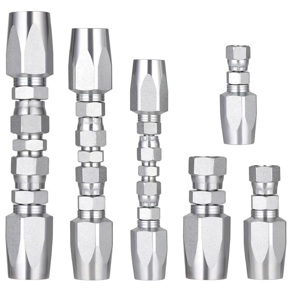 Yominerr 3-Piece On-Site Hydraulic Hose Repair Kit, 1/4, 3/8, 1/2 and Small Repair Parts, Reusable Hydraulic Repair Fittings