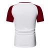 Men's Spring Casual Sport Color-Block Raglan-Sleeve Crew-Neck T-Shirt Set (Wine, XXXL) view 4