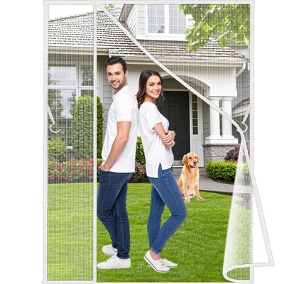 Luxvix Magnetic Screen Door, 150 x 215 cm, Reversible Left/Right Opening, No Drilling, White