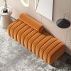 SOFACHEN Upholstered Corduroy Bench, Orange, 39.3 in (100 cm) view 1