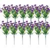 12 Bundles Artificial Flowers for Balcony, Weather-Resistant Faux Flowers, Purple view 1