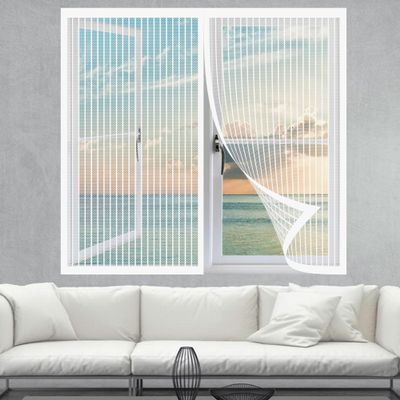 Insect Screen for Windows and Doors, 110 x 130 cm, No-Drill Magnetic Fly Screen, White