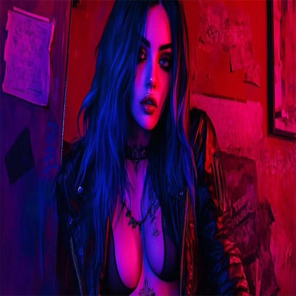 DIY 5D Full-Drill Diamond Painting Kit, Cyberpunk Beauty, Round Drill, 115 x 195 cm, AD1240