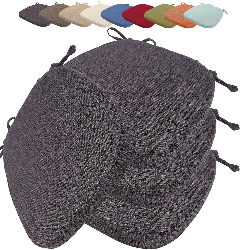 Set of 4 Chair Cushions with Ties, 40x38, 43x40, 43x42 cm – Non-Slip, Washable and Removable Seat Cushions for Dining Chairs, Office, Kitchen and Living Room (Color 1, 40x38x33x8 cm)