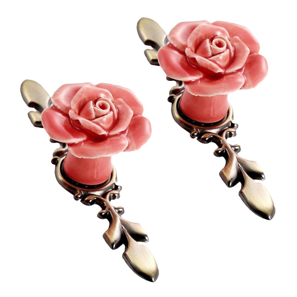 GALPADA Ceramic Rose Cabinet Handles, 2 Pieces, Pink, Vintage Christmas Party
