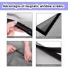 Custom-Size Window Insect Screen 115 x 95 cm, Magnetic Curtain, No Drilling, Gray view 3