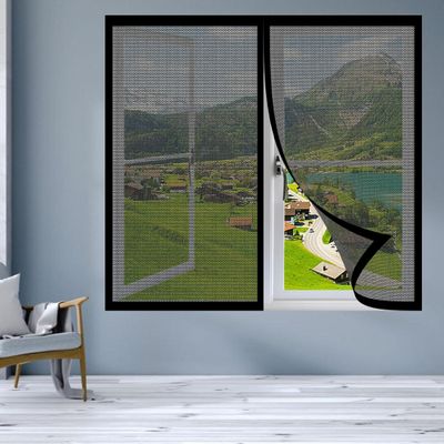 Magnetic Insect Screen for Window, 65 x 180 cm, No-Drill, Breathable, Self-Closing, Black